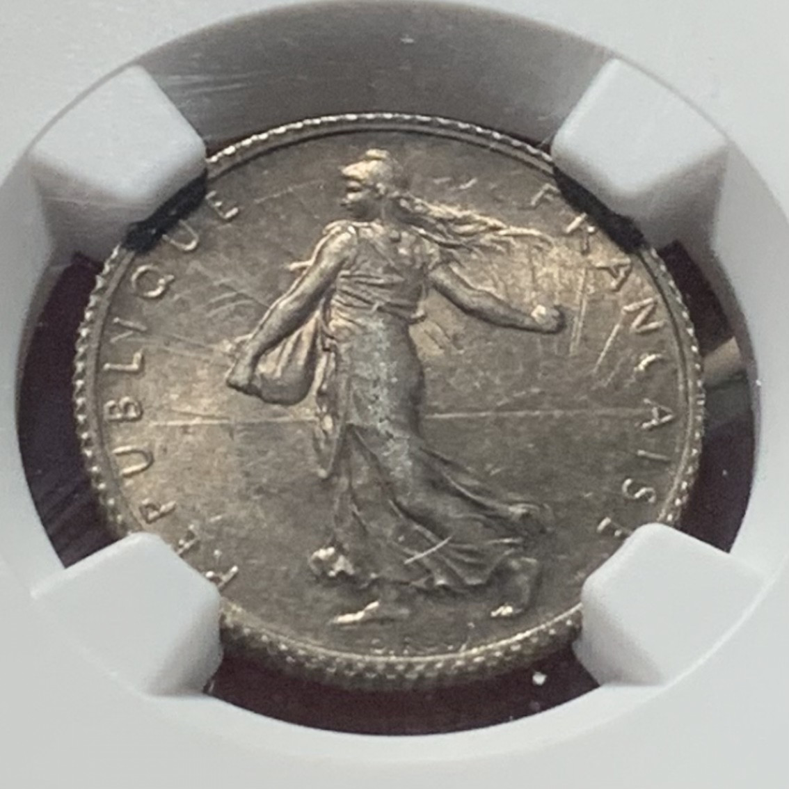 紫瑗钱币——第166期拍卖 法国 1916年 播种女神 1法郎 银币 NGC MS62 黑白双煞