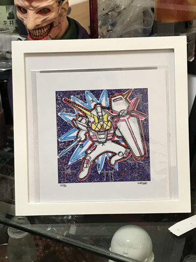 零元拍：歪歪亲笔签名 OWSON系列限量插画复制画《高达》，尺寸约22/22厘米，拍品不含镜框 - 零元拍：歪歪亲笔签名 OWSON系列限量插画复制画《高达》，尺寸约22/22厘米，拍品不含镜框