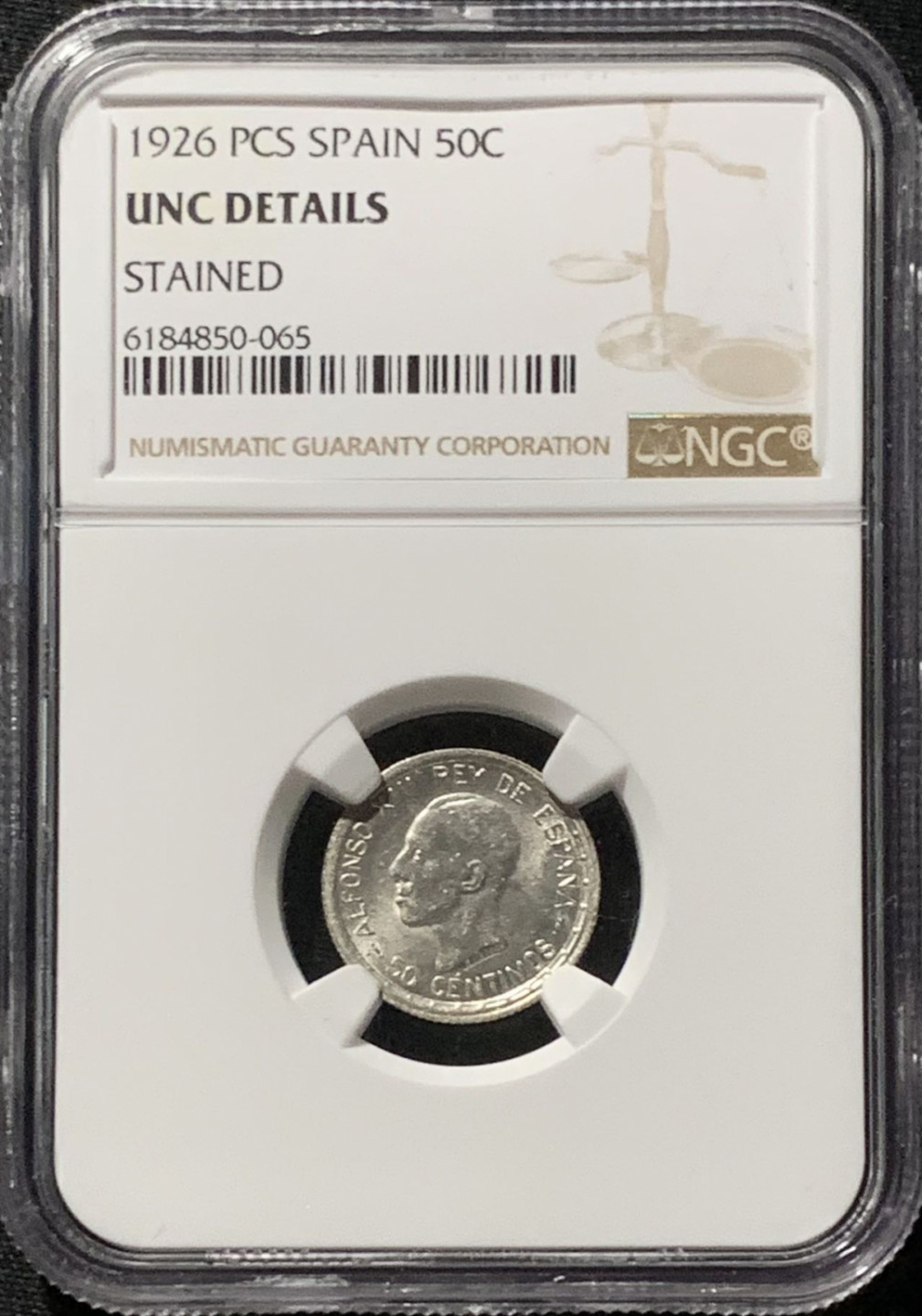 紫瑗钱币——第166期拍卖 西班牙 1926年 阿方索十三世 50分 银币 NGC UNC Detail