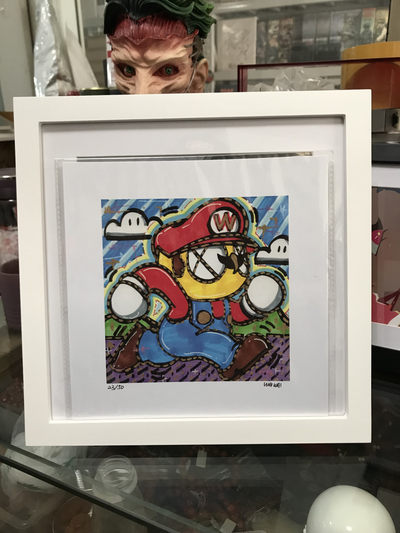 零元拍：歪歪亲笔签名 OWSON系列限量插画复制画《超级玛丽》，尺寸约22/22厘米，拍品不含镜框 - 零元拍：歪歪亲笔签名 OWSON系列限量插画复制画《超级玛丽》，尺寸约22/22厘米，拍品不含镜框