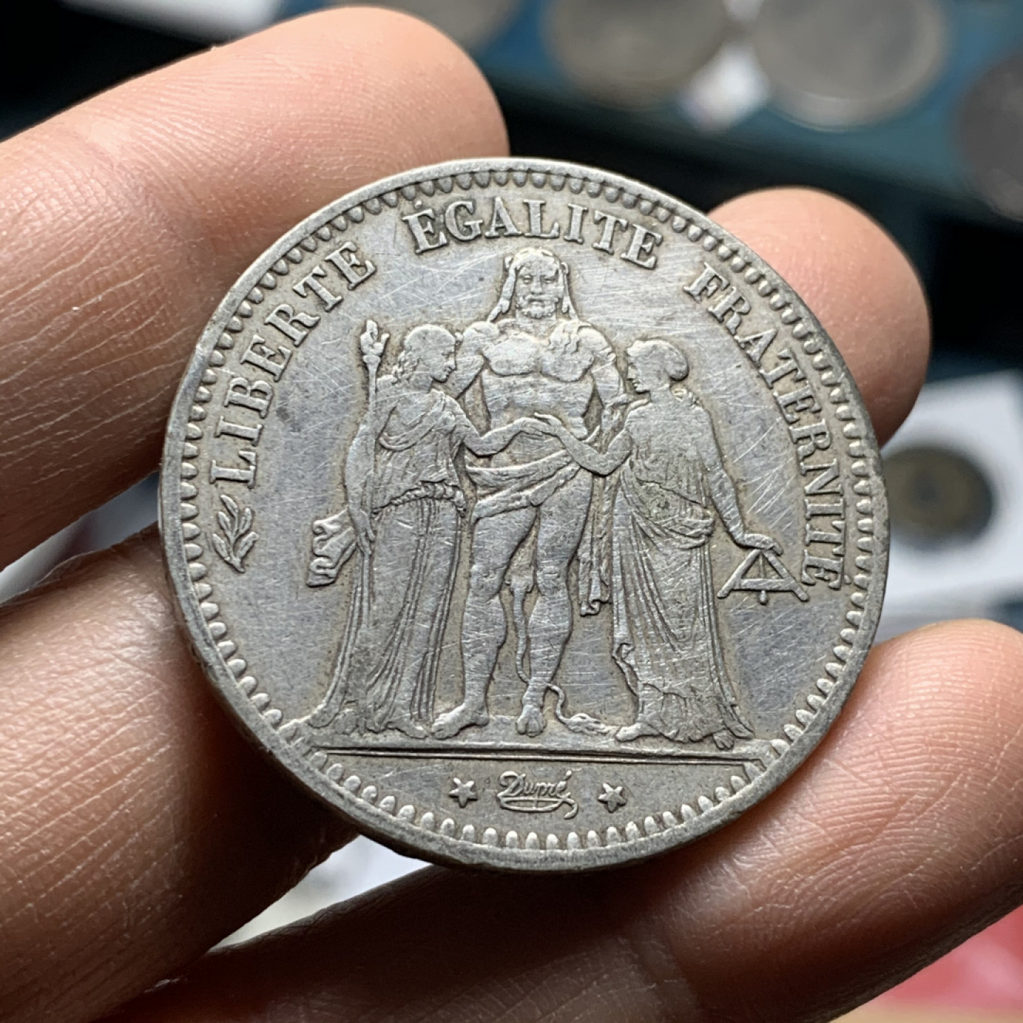 《竞宝斋》第30场-周日，周一，周二3场连拍（全场顺丰包邮） 法国 1878-K年 大力神 5法郎 大银币 稀少年份 非常少见