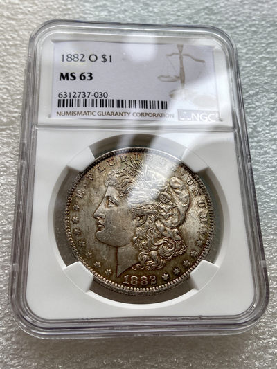 【Numismatist】第四场-0起拍-0佣金-包邮-世界硬币 - 美国1882年摩根银币O版 NGC评级MS63分 双面均匀彩 很漂亮