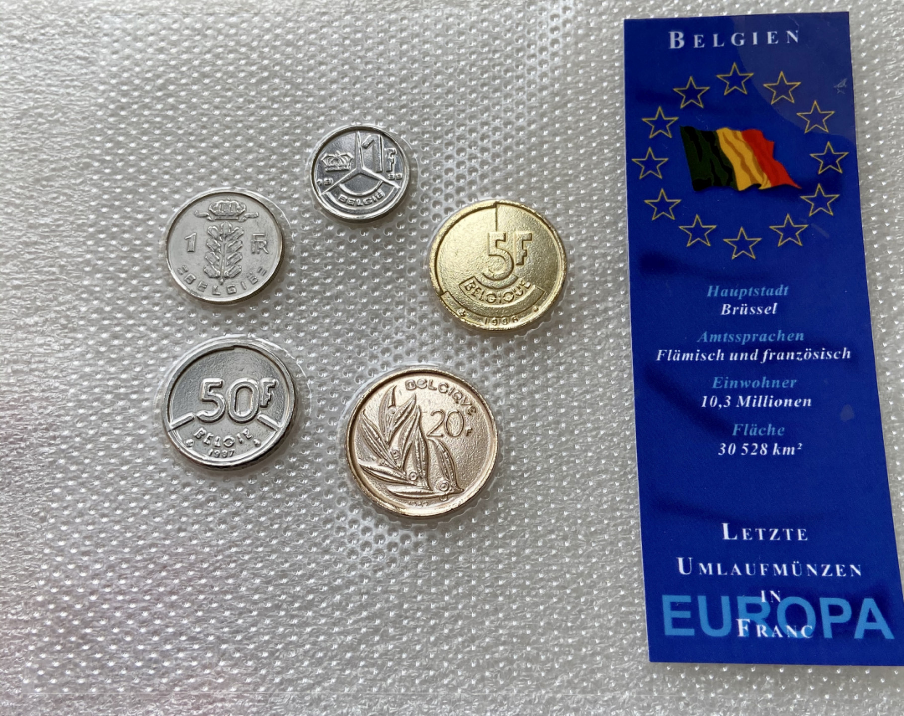 【Numismatist】第四场-0起拍-0佣金-包邮-世界硬币 比利时5枚硬币一组 密封卡册