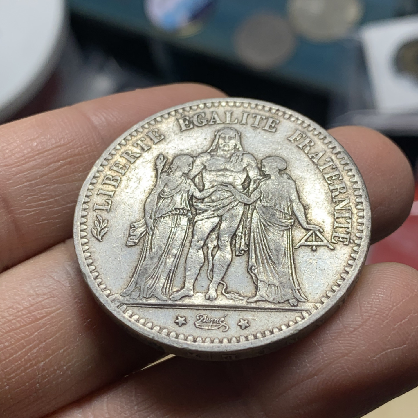 《竞宝斋》第30场-周日，周一，周二3场连拍（全场顺丰包邮） 法国 1878-K年 大力神 5法郎 大银币 稀少年份 非常少见