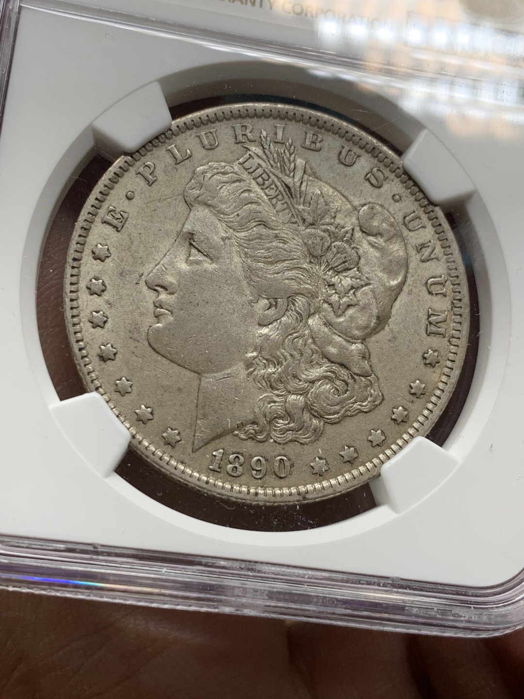 《竞宝斋》第30场-周日，周一，周二3场连拍（全场顺丰包邮） NGC-AU58 美国摩根 1890-O年 1元 大银币 原光褐色包浆 细节一流