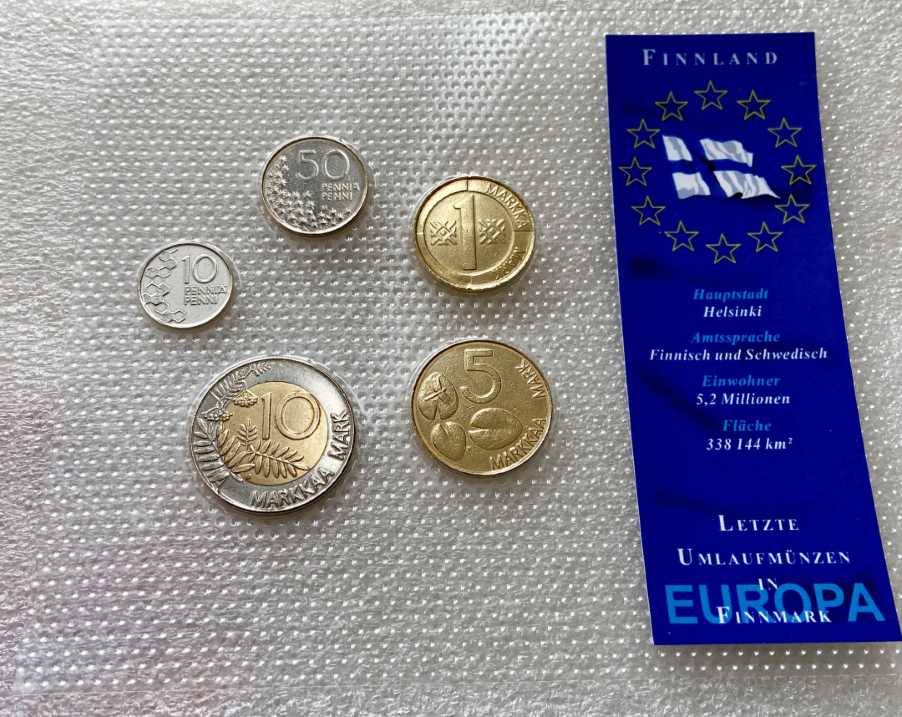 【Numismatist】第四场-0起拍-0佣金-包邮-世界硬币 芬兰5枚硬币一组 密封卡册