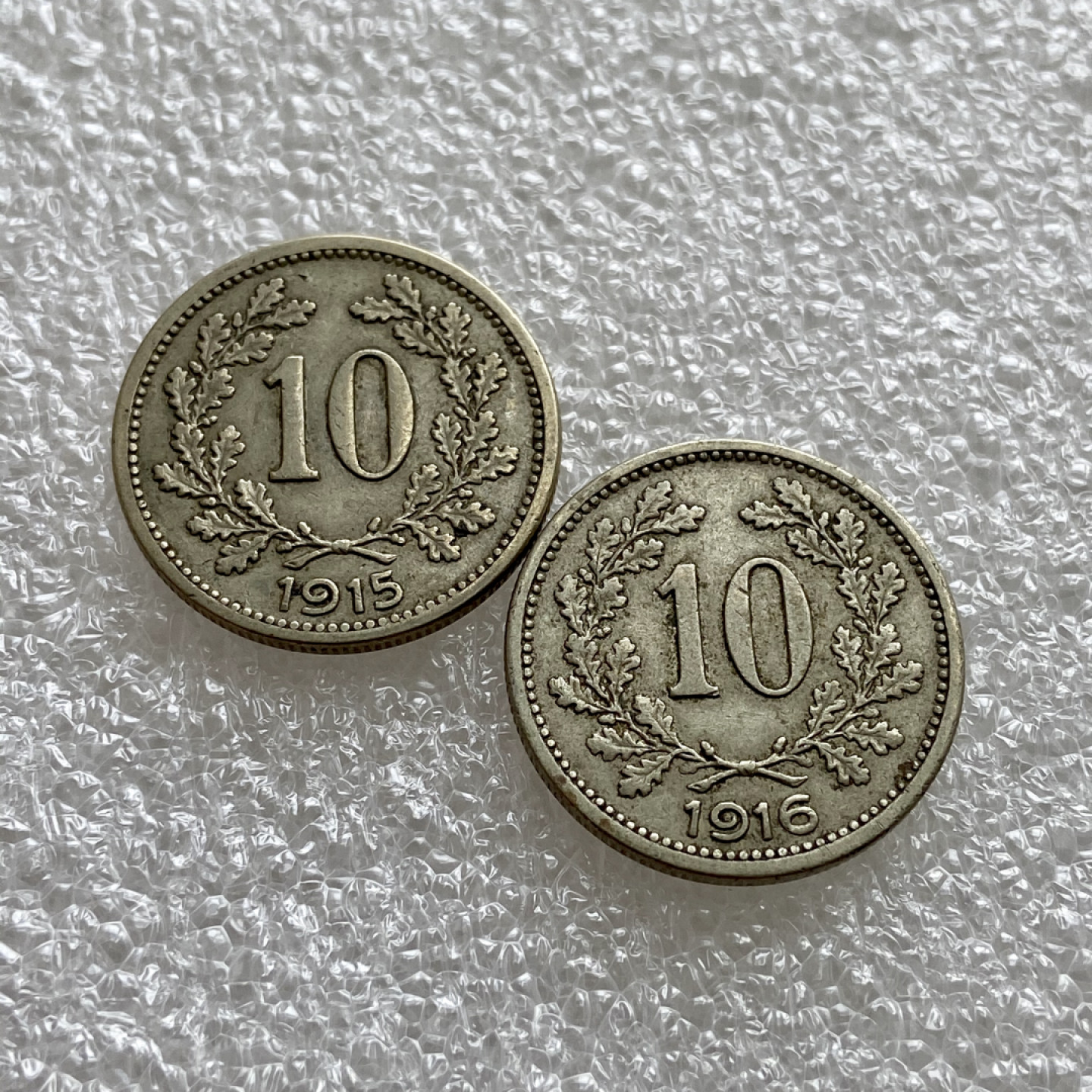【Numismatist】第四场-0起拍-0佣金-包邮-世界硬币 奥匈1915-1916年10赫勒2枚 双头鹰