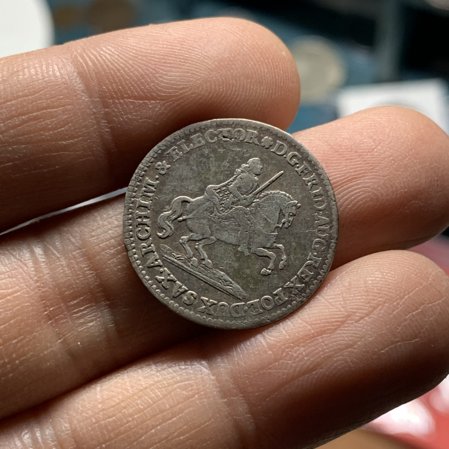 《竞宝斋》第30场-周日，周一，周二3场连拍（全场顺丰包邮） 德国 萨克森 1741年 选帝侯 1/12泰勒银币 22.9mm，3.2克