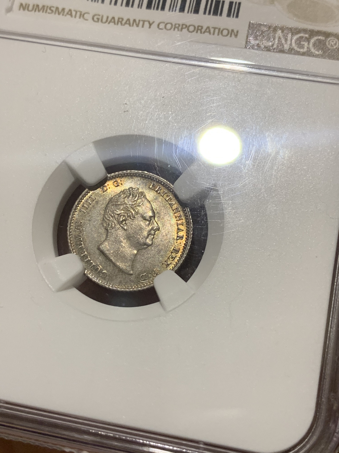 《竞宝斋》第30场-周日，周一，周二3场连拍（全场顺丰包邮） NGC-MS63+ 1836年英国威廉四世4便士银币 不列颠女神坐像版，主要用于英属圭亚那