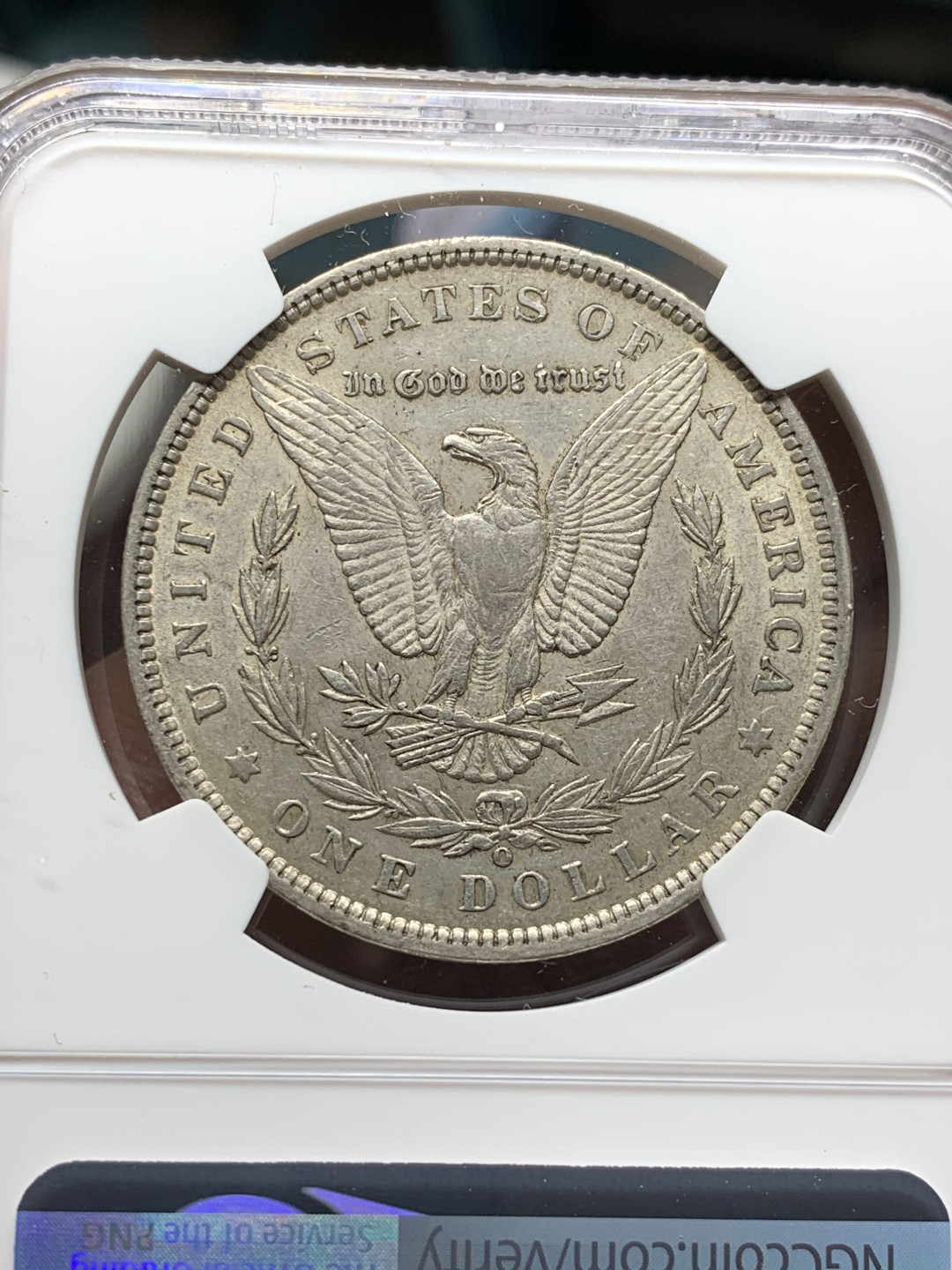 《竞宝斋》第30场-周日，周一，周二3场连拍（全场顺丰包邮） NGC-AU58 美国摩根 1890-O年 1元 大银币 原光褐色包浆 细节一流