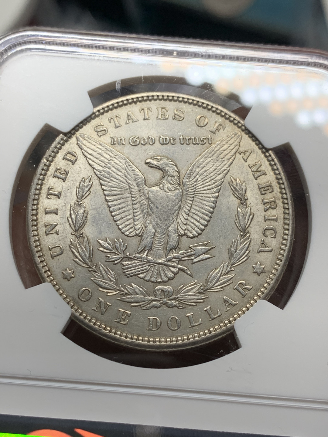 《竞宝斋》第30场-周日，周一，周二3场连拍（全场顺丰包邮） NGC-MS62 美国摩根 1900年 1元 大银币 原光好品 淡彩包浆