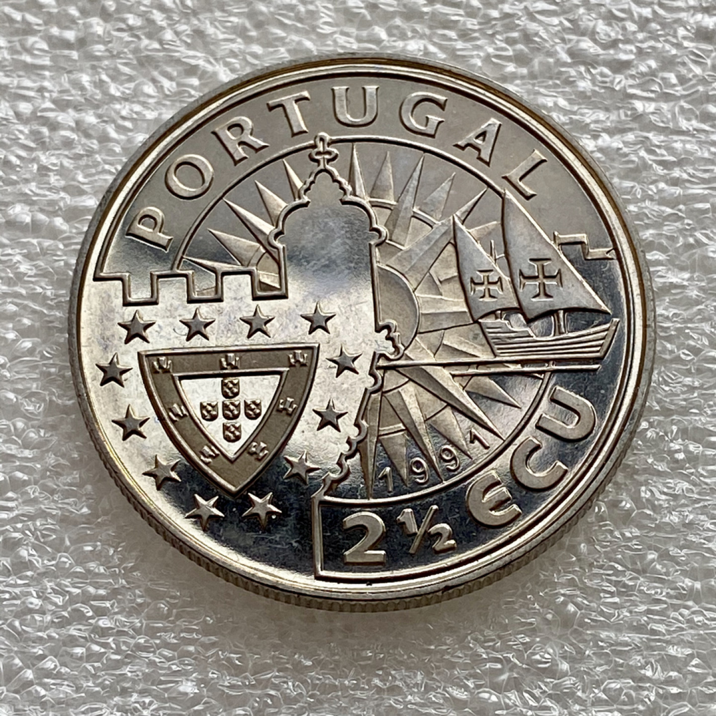 【Numismatist】第四场-0起拍-0佣金-包邮-世界硬币 葡萄牙1991年2.5埃居纪念币 大航海时代的奠基人亨利王子 34mm直径