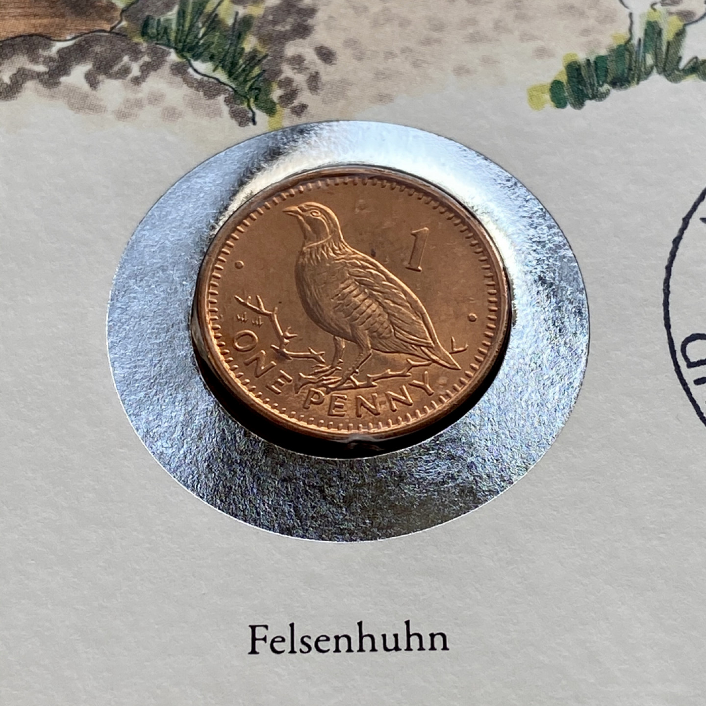 【Numismatist】第四场-0起拍-0佣金-包邮-世界硬币 直布罗陀1便士首日封 邮票和硬币成对 