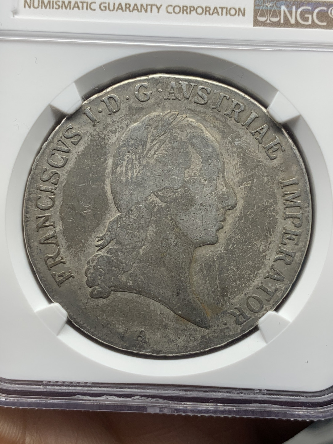 《竞宝斋》第30场-周日，周一，周二3场连拍（全场顺丰包邮） NGC-VFD 1824年奥地利帝国弗朗茨一世泰勒 早期长发版