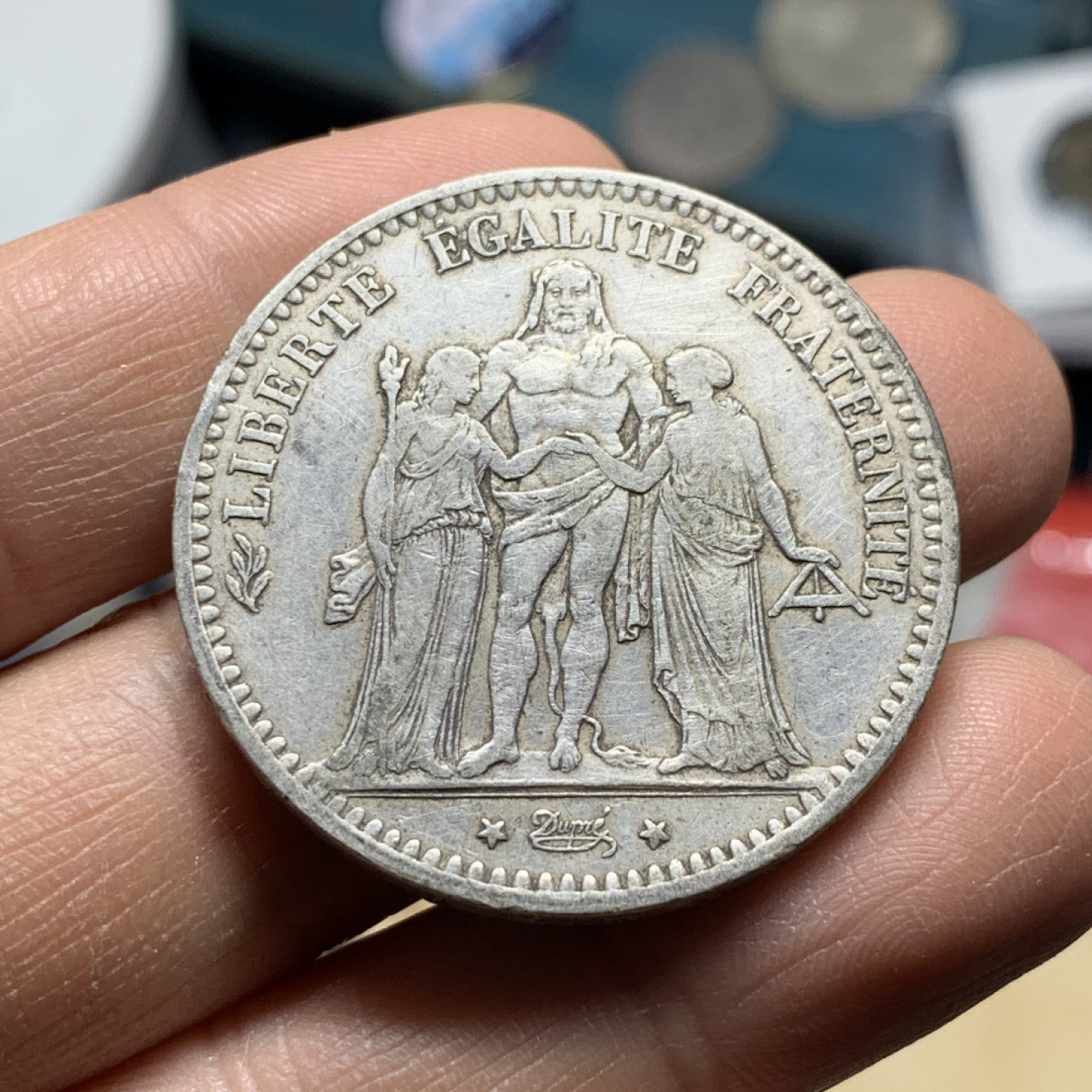 《竞宝斋》第30场-周日，周一，周二3场连拍（全场顺丰包邮） 法国 1878-K年 大力神 5法郎 大银币 稀少年份 非常少见