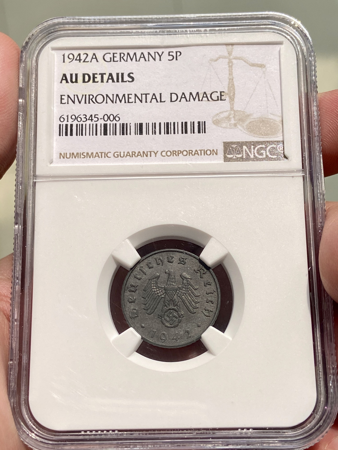 【Numismatist】第四场-0起拍-0佣金-包邮-世界硬币 德国1942年5芬尼 自己送的上海NGC 品相很好 一直没看懂这个评分