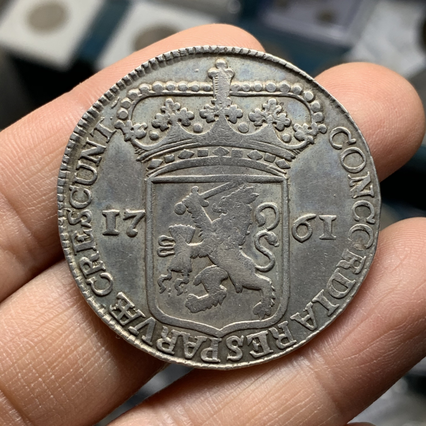 《竞宝斋》第30场-周日，周一，周二3场连拍（全场顺丰包邮） 荷兰 泽兰省 1761年 武士 杜卡特 大银币 无磕碰划痕 品相值得收藏