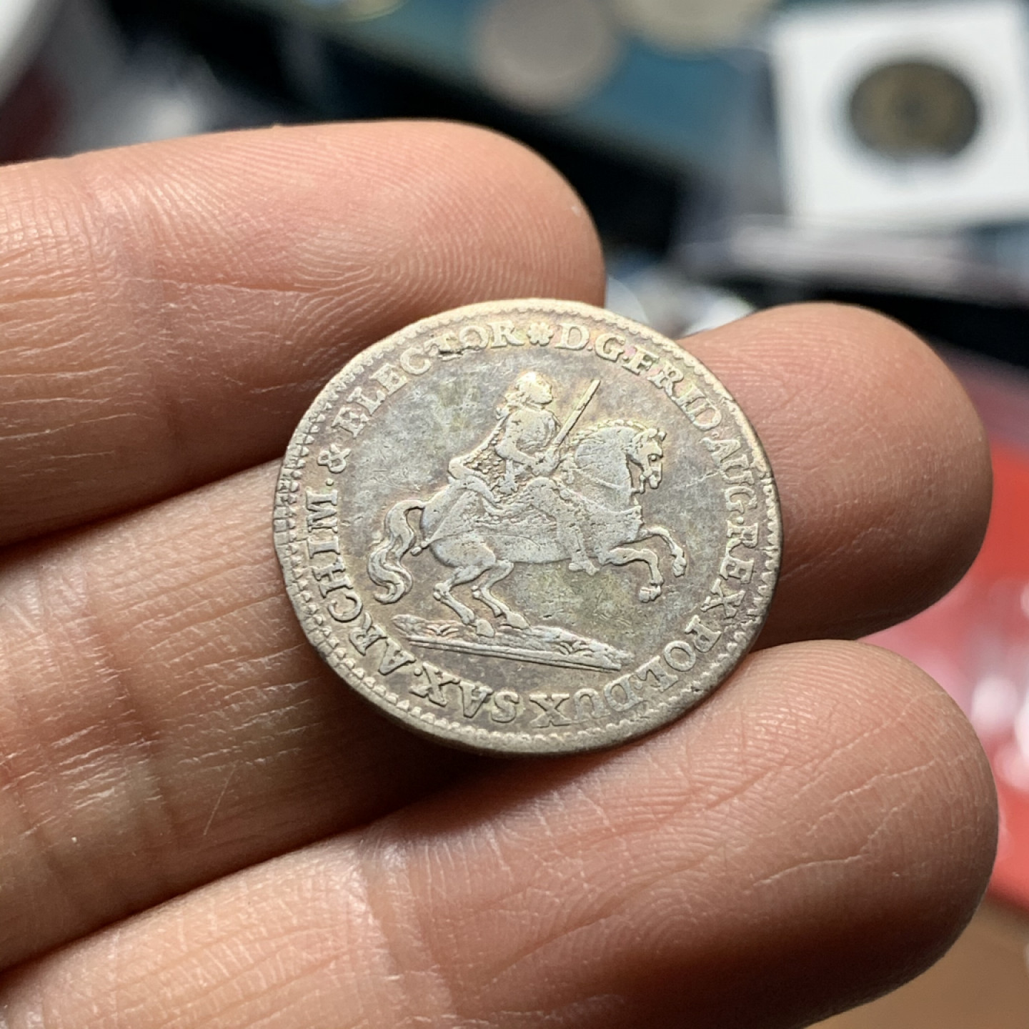 《竞宝斋》第30场-周日，周一，周二3场连拍（全场顺丰包邮） 德国 萨克森 1741年 选帝侯 1/12泰勒银币 22.9mm，3.2克