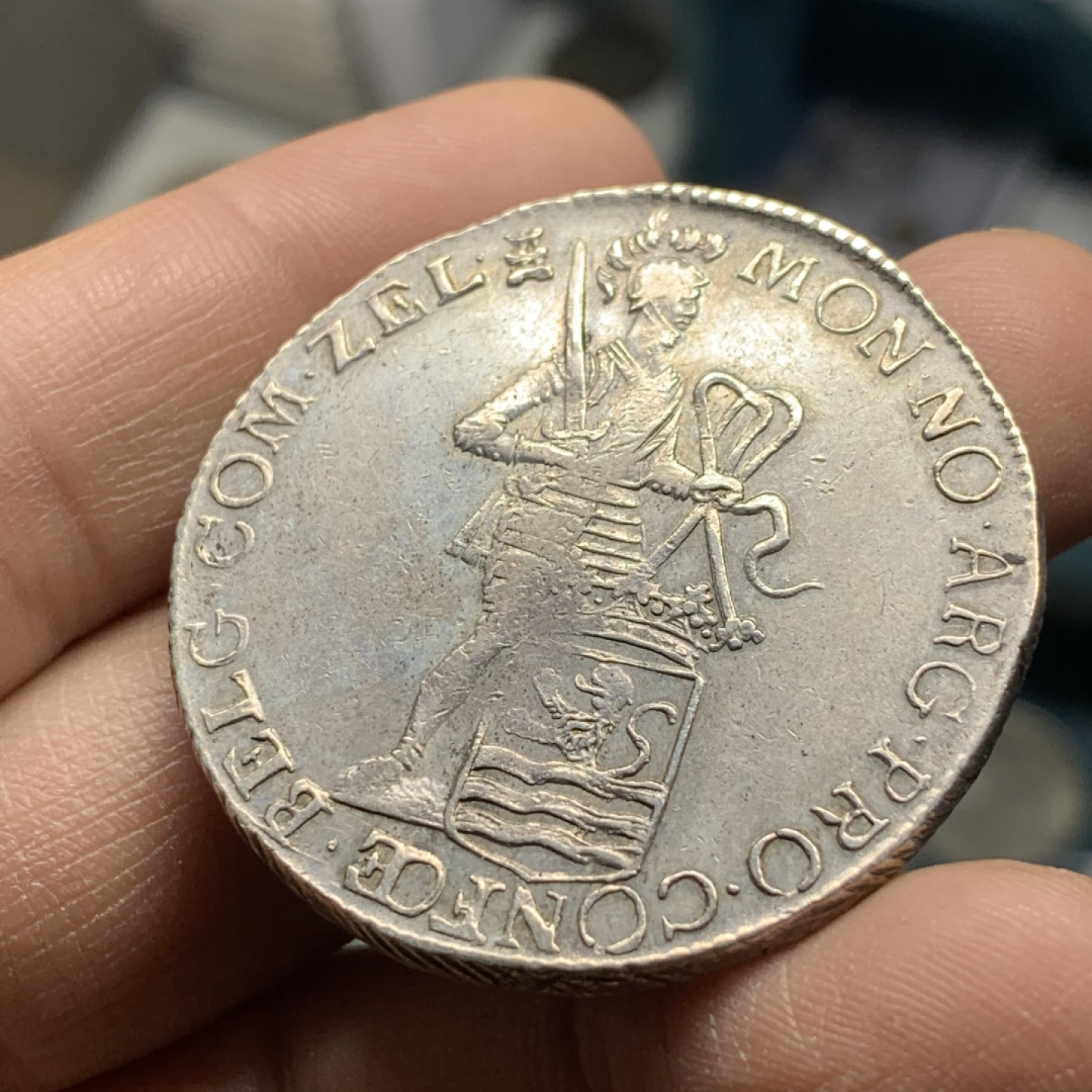 《竞宝斋》第30场-周日，周一，周二3场连拍（全场顺丰包邮） 荷兰 泽兰省 1761年 武士 杜卡特 大银币 无磕碰划痕 品相值得收藏