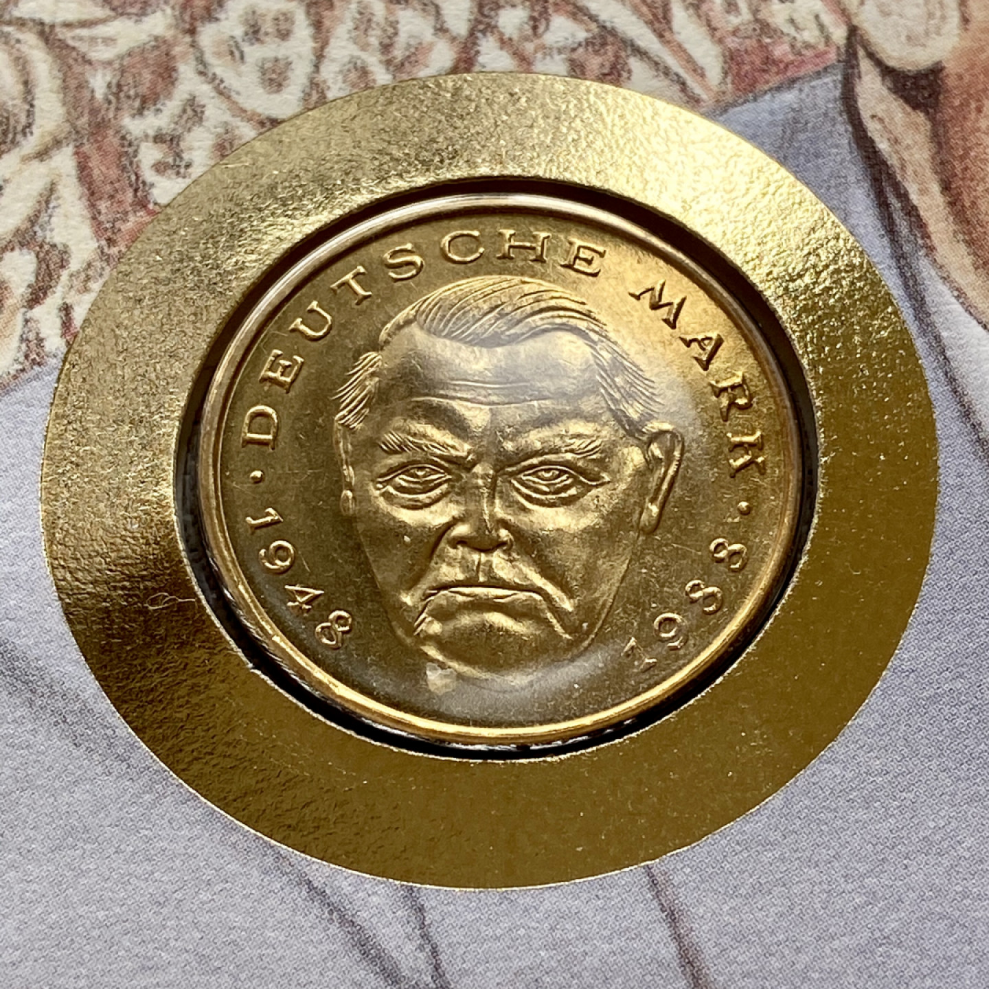 【Numismatist】第四场-0起拍-0佣金-包邮-世界硬币 德国1988年2马克 路德维希·艾哈德  邮票和硬币对应