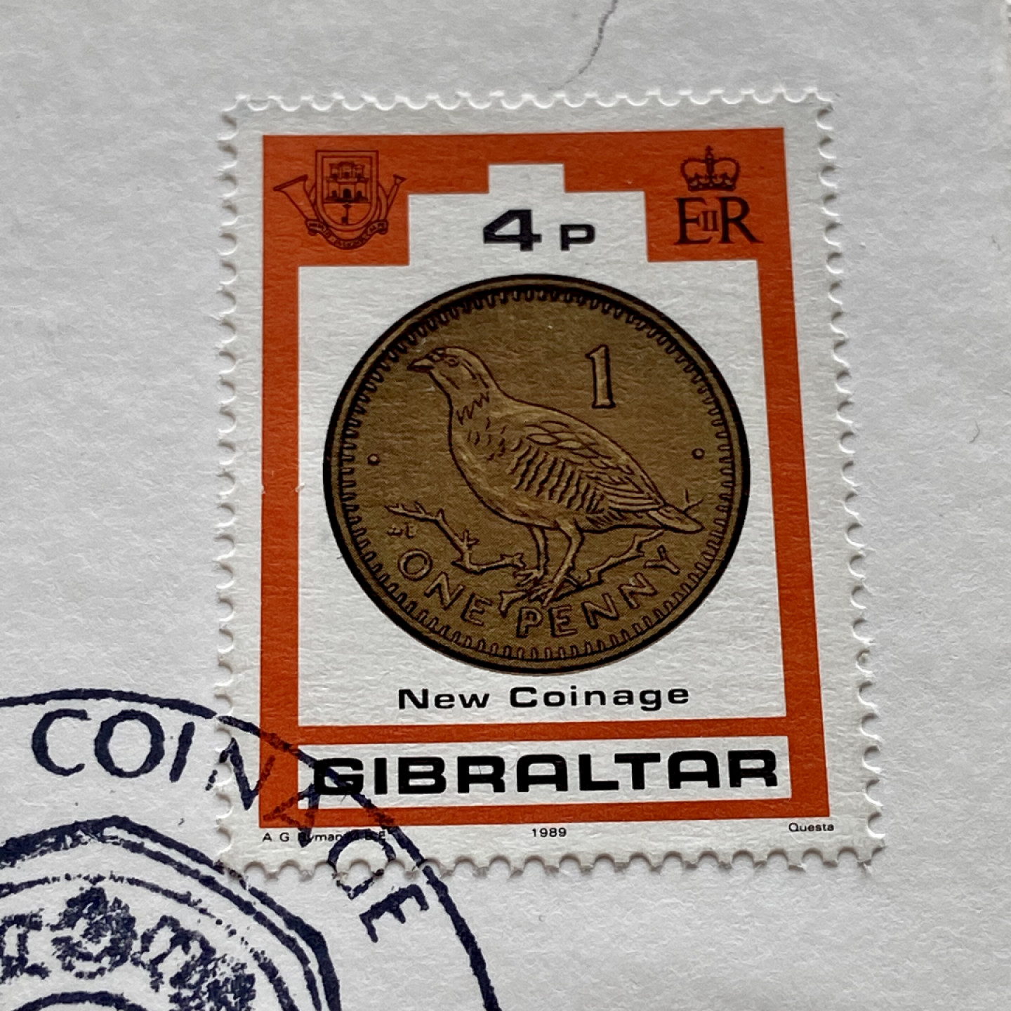 【Numismatist】第四场-0起拍-0佣金-包邮-世界硬币 直布罗陀1便士首日封 邮票和硬币成对 