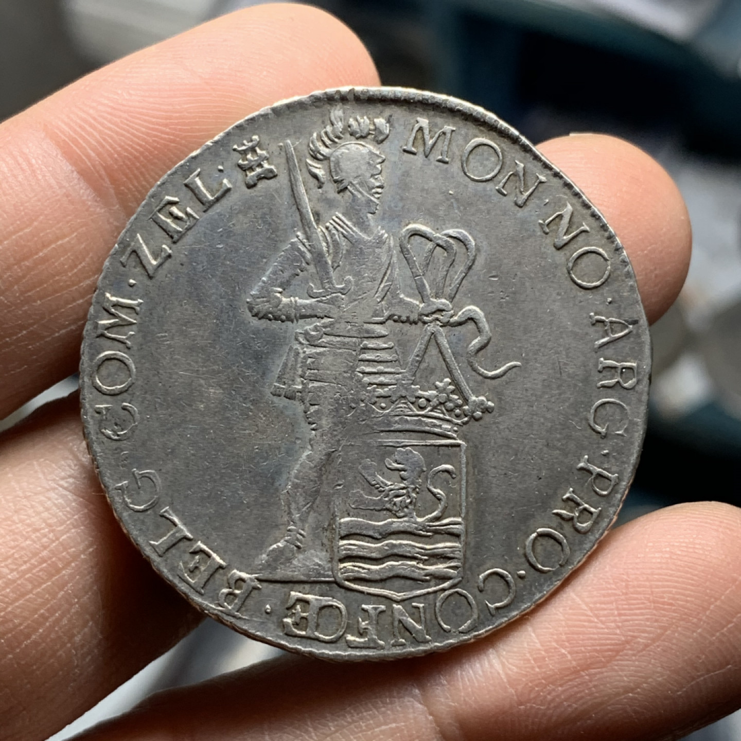 《竞宝斋》第30场-周日，周一，周二3场连拍（全场顺丰包邮） 荷兰 泽兰省 1761年 武士 杜卡特 大银币 无磕碰划痕 品相值得收藏