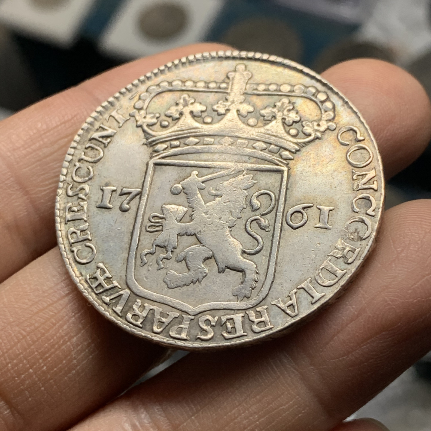 《竞宝斋》第30场-周日，周一，周二3场连拍（全场顺丰包邮） 荷兰 泽兰省 1761年 武士 杜卡特 大银币 无磕碰划痕 品相值得收藏