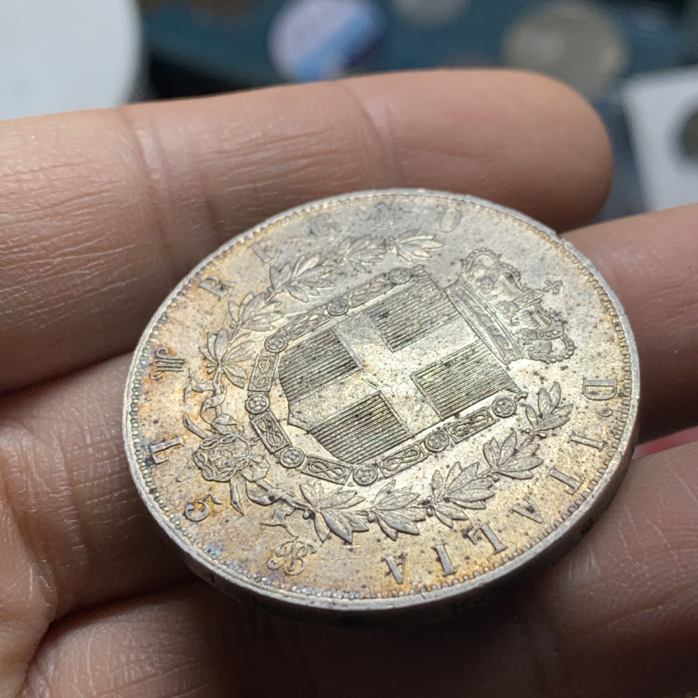 《竞宝斋》第30场-周日，周一，周二3场连拍（全场顺丰包邮） 意大利 1874年 伊曼纽尔二世 5里拉 大银币 原光好品