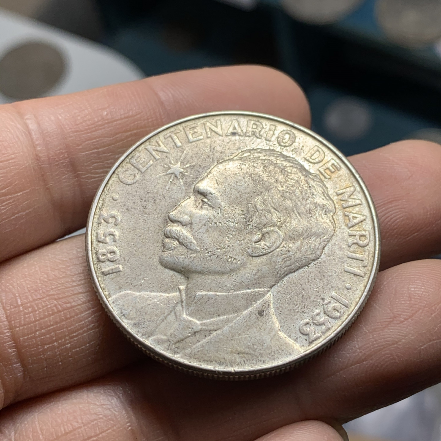 《竞宝斋》第30场-周日，周一，周二3场连拍（全场顺丰包邮） 古巴 1953年 马丁百年纪念 1比索 大银币 原味好品