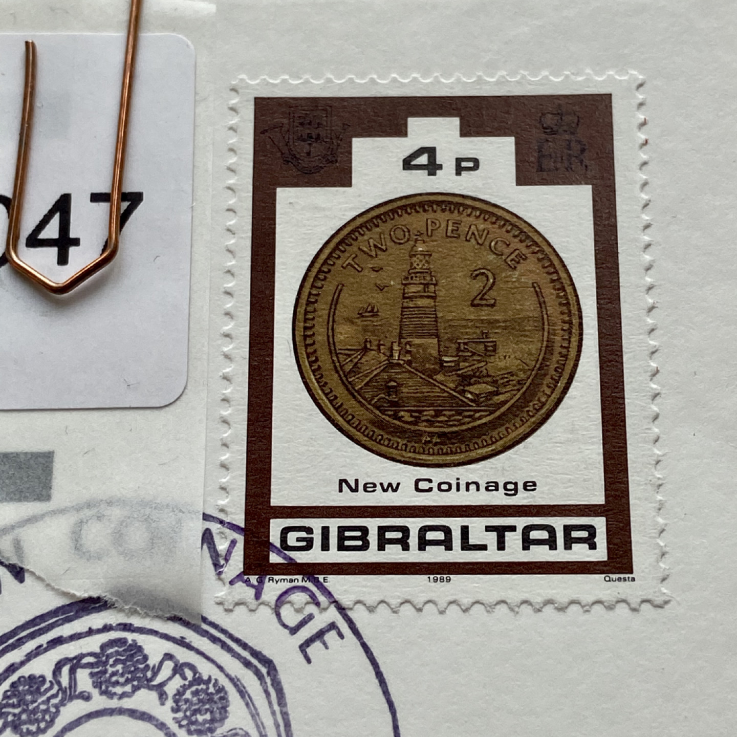 【Numismatist】第四场-0起拍-0佣金-包邮-世界硬币 直布罗陀2便士首日封 邮票和硬币成对 