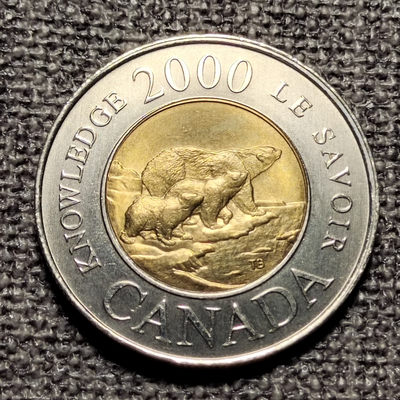 0起1加-纯粹捡漏拍-63场0佣包邮全托管场 - 加拿大2000年2元千禧年双色纪念币