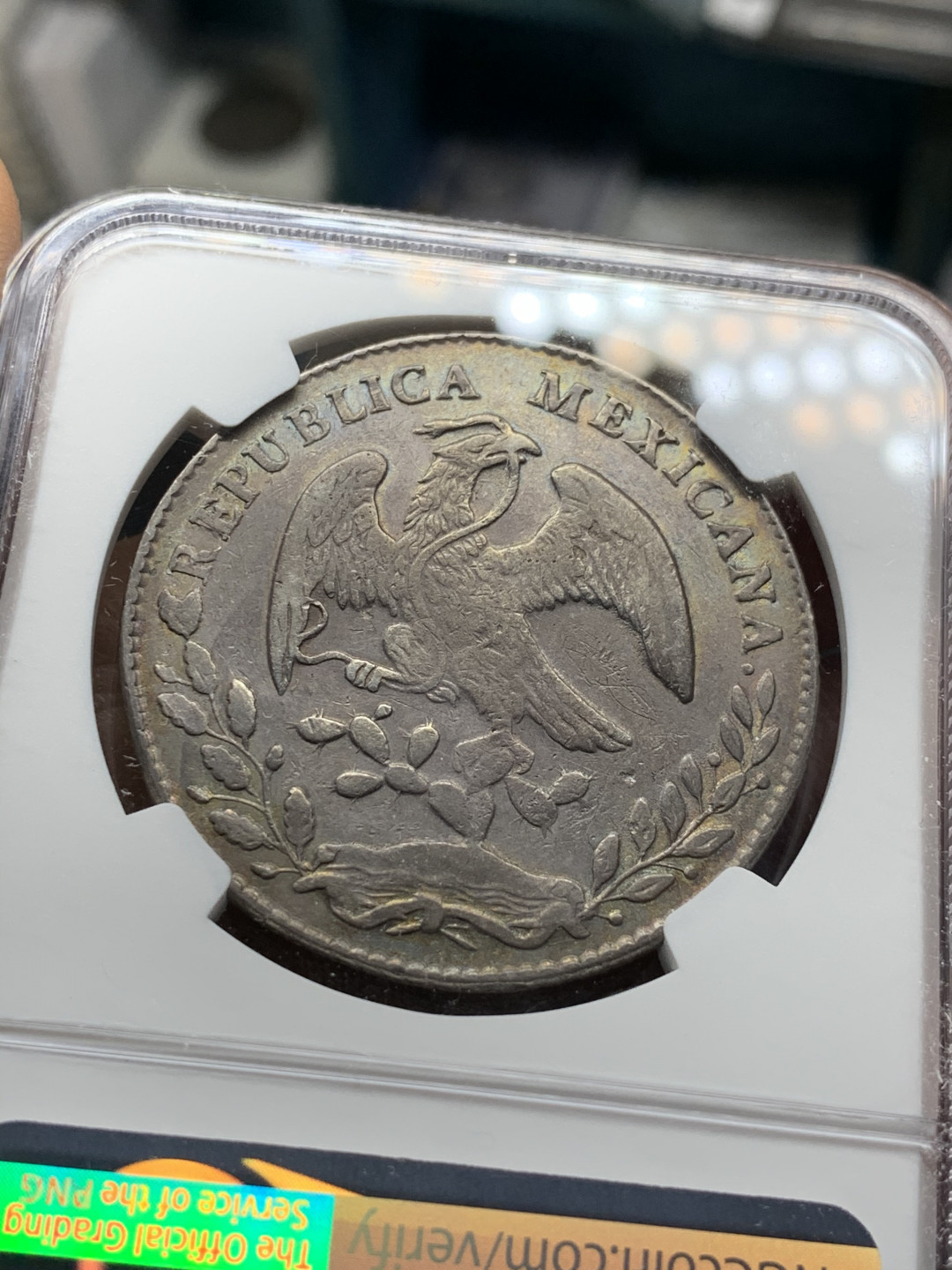 《竞宝斋》第31场（年内尾拍）-周日，周一，周二3场连拍（全场顺丰包邮） NGC-XFD  1879 墨西哥鹰洋 8 里亚尔 波多西厂  原味五彩