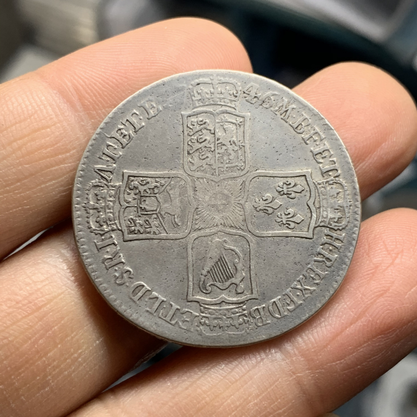 《竞宝斋》第31场（年内尾拍）-周日，周一，周二3场连拍（全场顺丰包邮） 利马版LIMA 英国 1746年 乔二水泡眼  半克朗银币 14.7克  33.7mm 少见品种