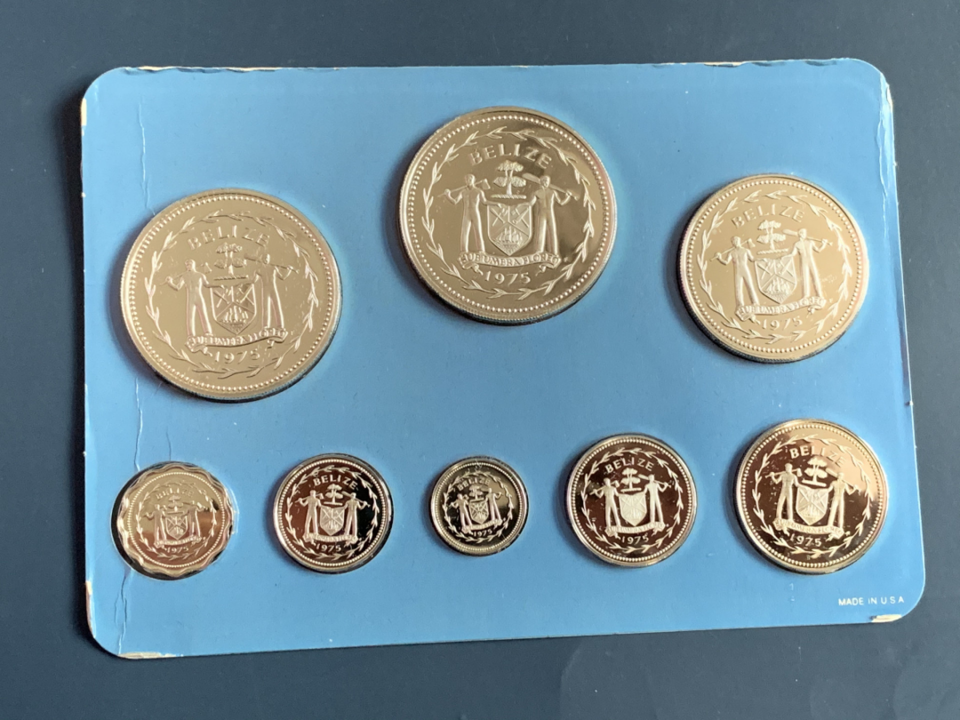 《竞宝斋》第31场（年内尾拍）-周日，周一，周二3场连拍（全场顺丰包邮） 伯利兹 1975年 精制套币8枚全银103克原盒原证