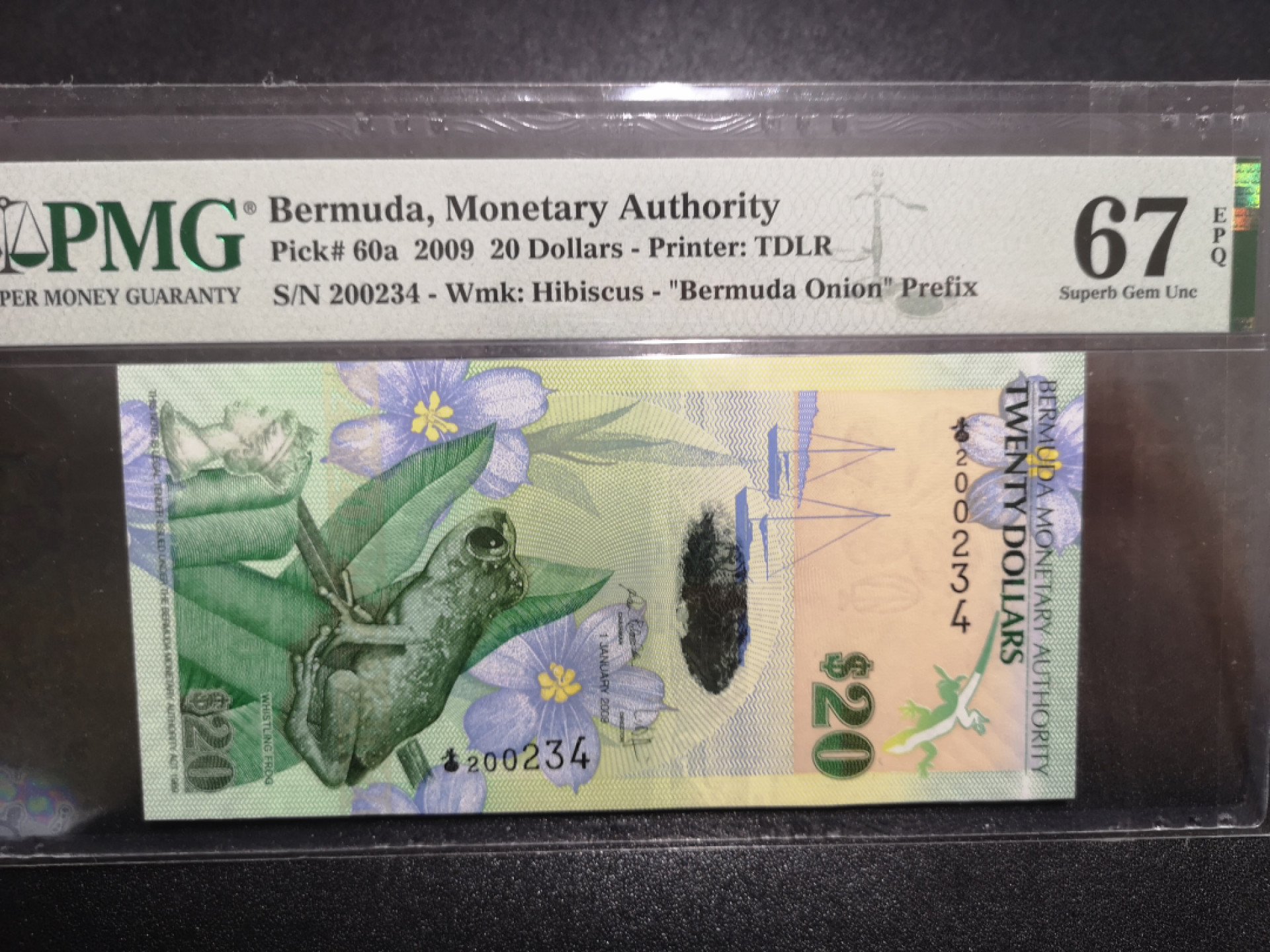 《外钞收藏家》第一百六十五期拍卖（本期80件） 2009年百慕大20刀 PMG67 尾234顺子