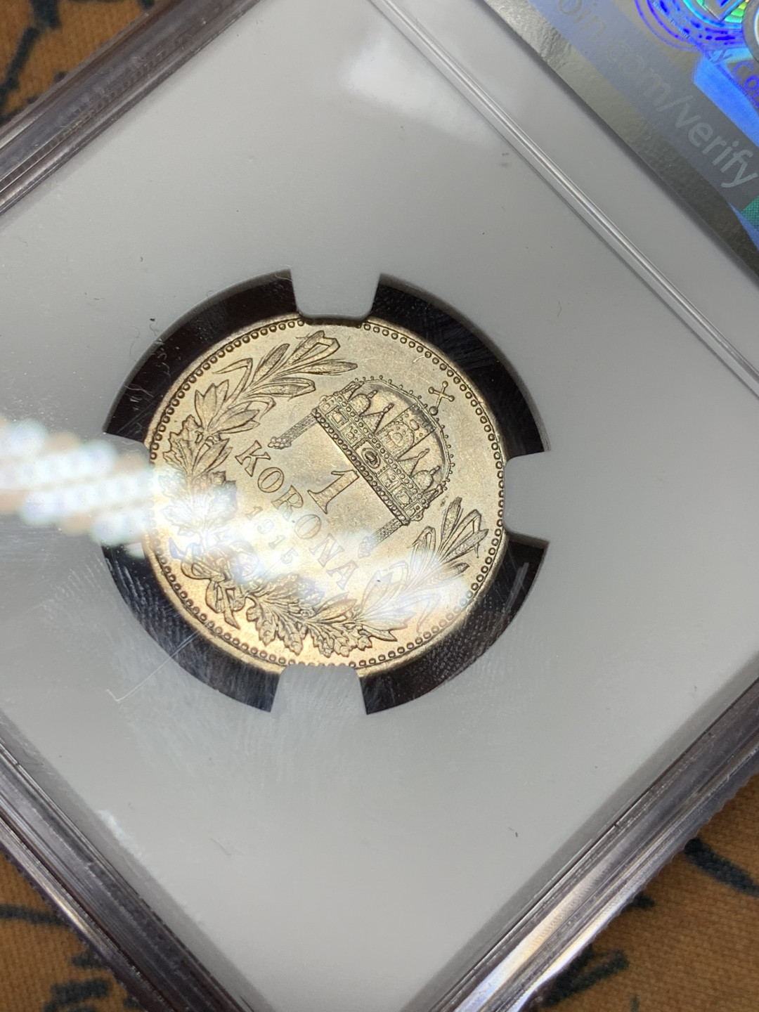 《竞宝斋》第31场（年内尾拍）-周日，周一，周二3场连拍（全场顺丰包邮） NGC-AU58 匈牙利 1915年 1克朗银币