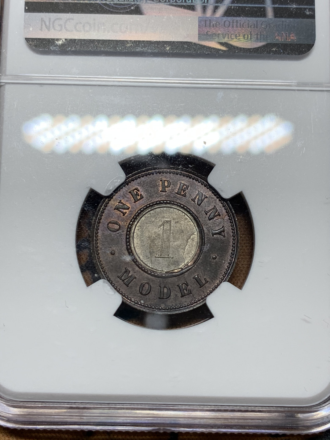 《竞宝斋》第31场（年内尾拍）-周日，周一，周二3场连拍（全场顺丰包邮） NGC-MS63英国1844年双色便士 亚军分高分仅一枚，x9b版少见