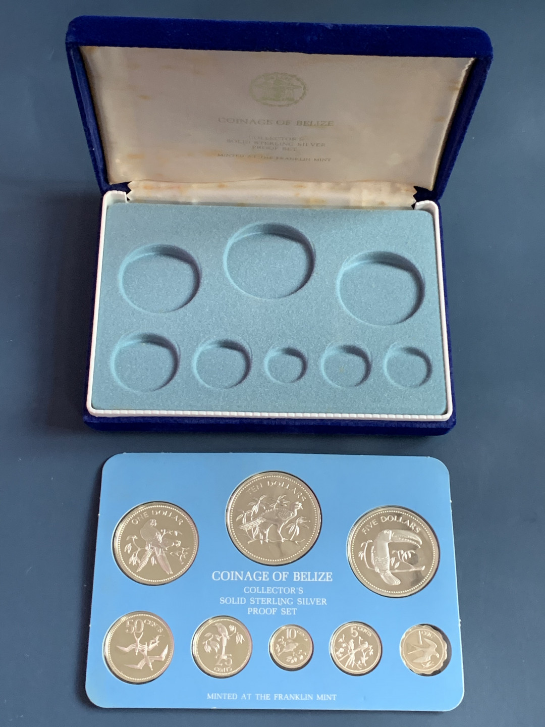 《竞宝斋》第31场（年内尾拍）-周日，周一，周二3场连拍（全场顺丰包邮） 伯利兹 1976年 精制套币8枚全银103克原盒原证