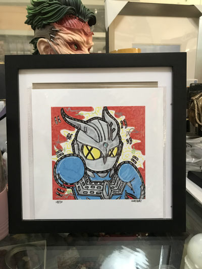 零元拍：歪歪亲笔签名 OWSON系列限量插画复制画《奥特曼》，尺寸约22/22厘米，拍品不含镜框 - 零元拍：歪歪亲笔签名 OWSON系列限量插画复制画《奥特曼》，尺寸约22/22厘米，拍品不含镜框