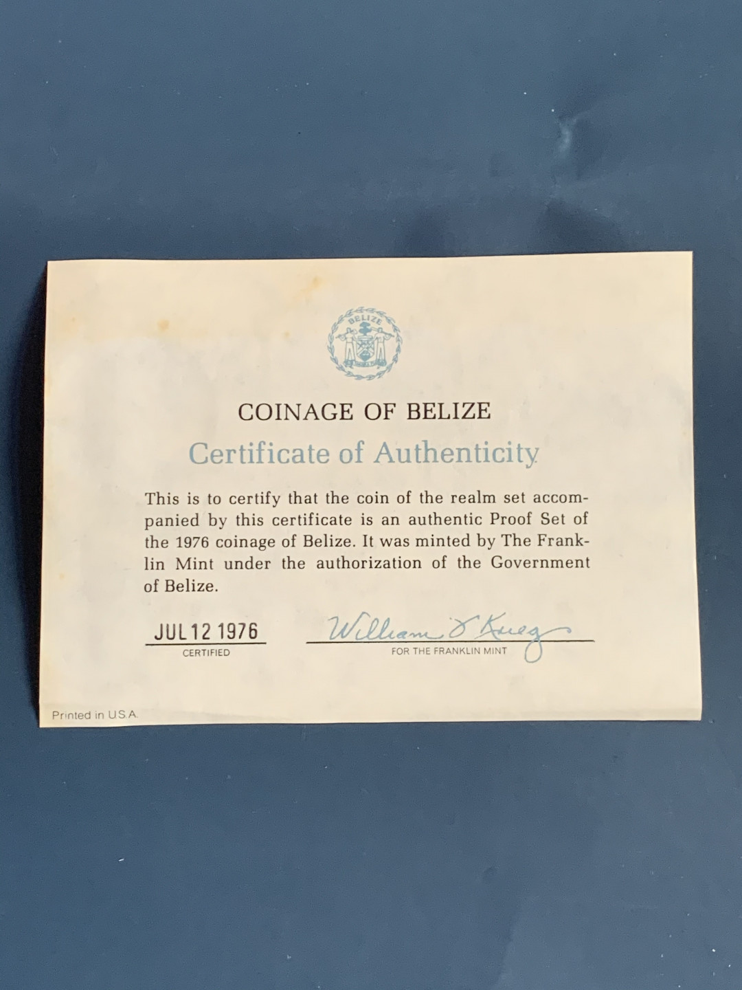 《竞宝斋》第31场（年内尾拍）-周日，周一，周二3场连拍（全场顺丰包邮） 伯利兹 1976年 精制套币8枚全银103克原盒原证