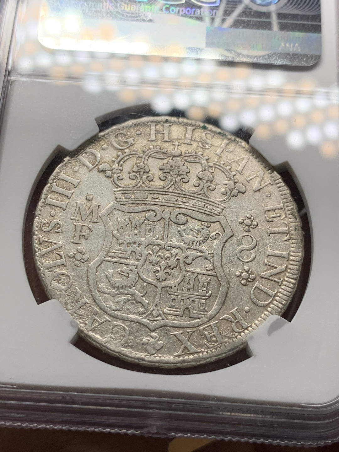 《竞宝斋》第31场（年内尾拍）-周日，周一，周二3场连拍（全场顺丰包邮） NGC-XFD  1769  西属墨西哥  卡洛斯三世  早期地球  8里亚尔  原味难得  