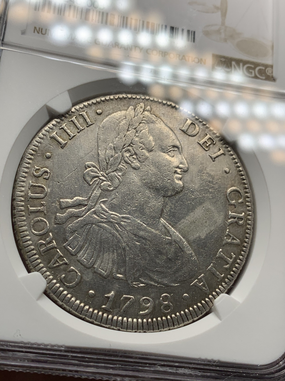 《竞宝斋》第31场（年内尾拍）-周日，周一，周二3场连拍（全场顺丰包邮） NGC AUD 西属玻利维亚 PTS 1798  卡洛斯四世    8里亚尔  早期年份 状态优秀