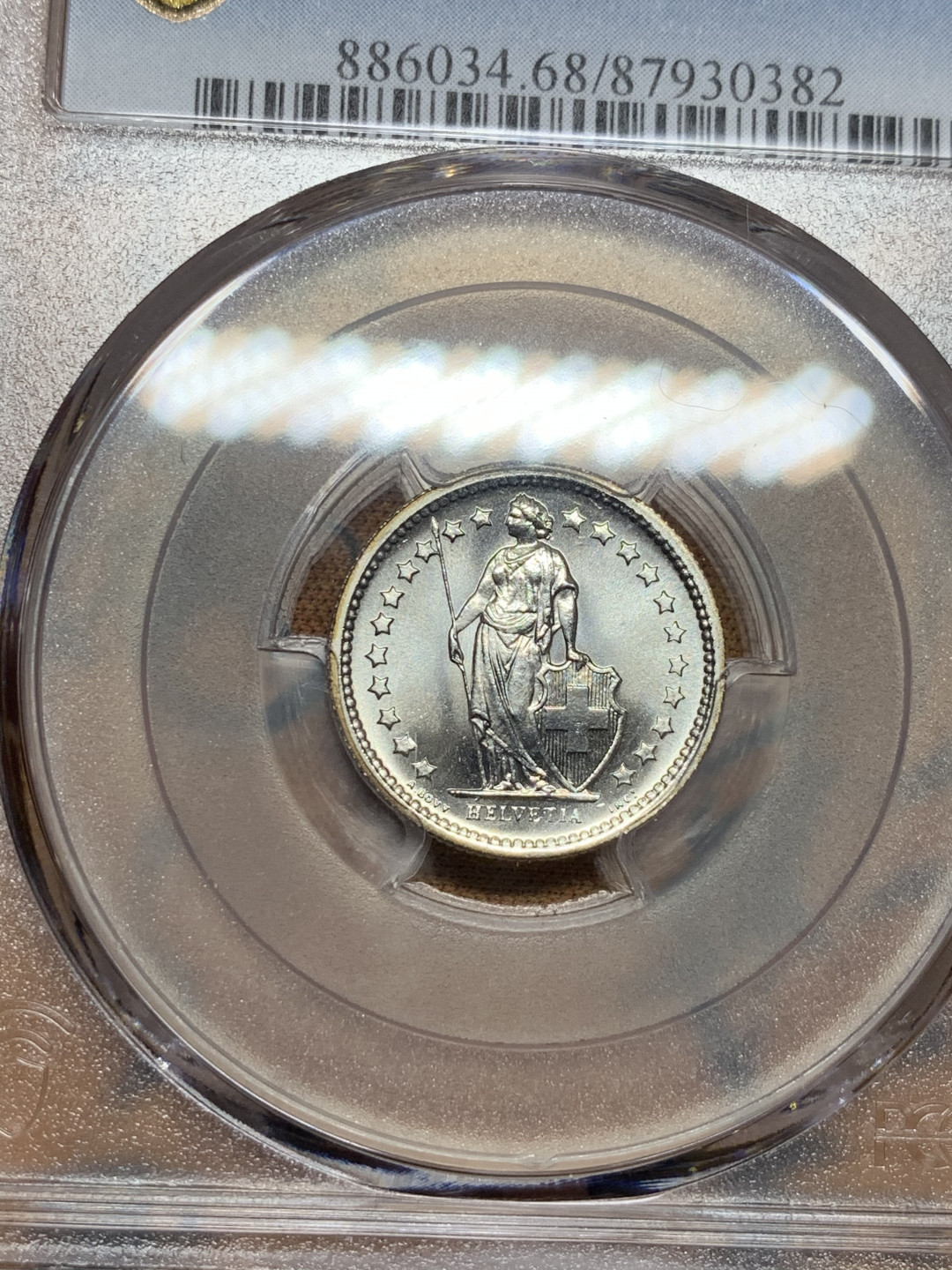 《竞宝斋》第31场（年内尾拍）-周日，周一，周二3场连拍（全场顺丰包邮） PCGS-MS68 1967年瑞士1/2法郎银币 关门年超高分 值得收藏