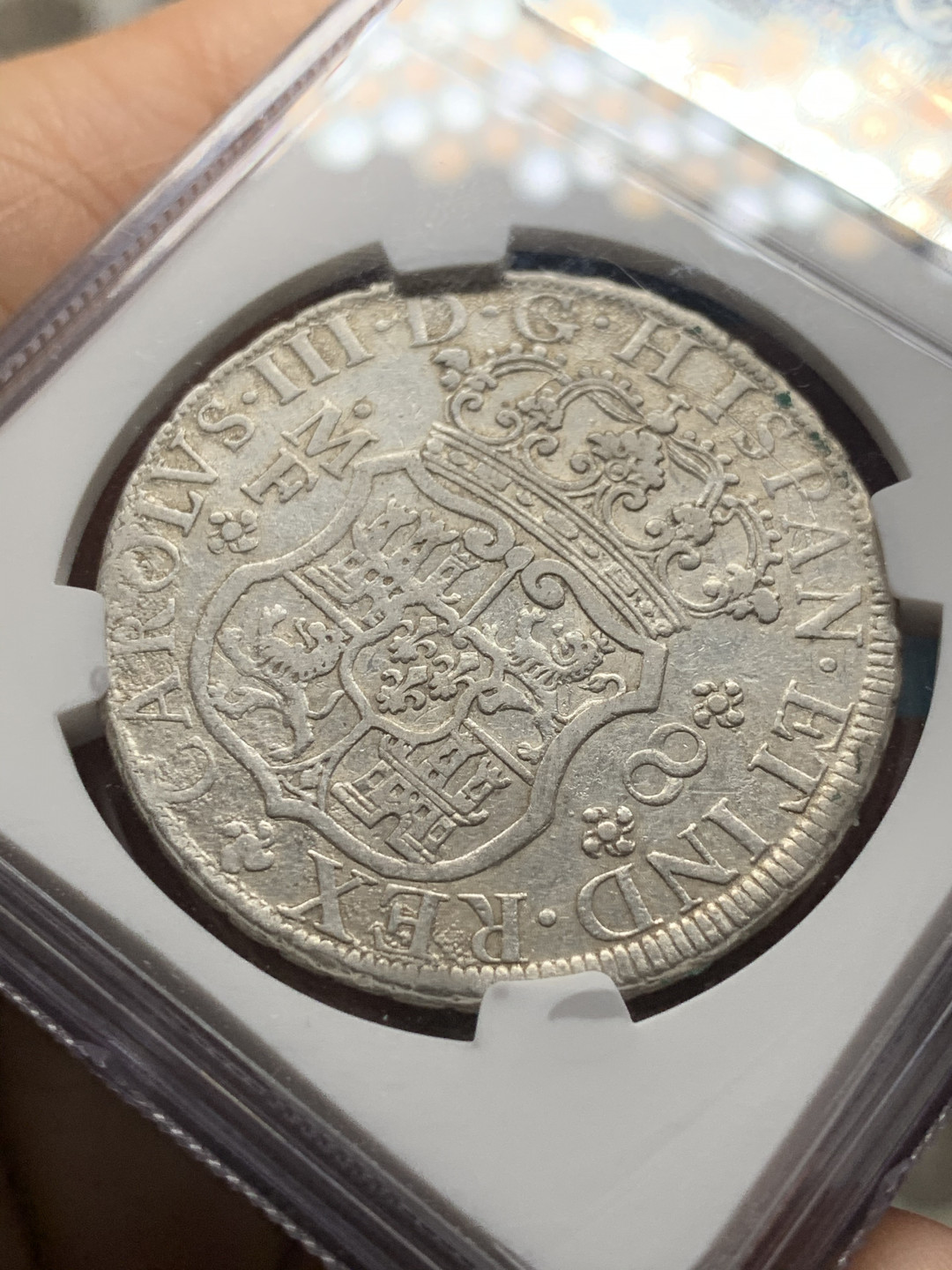 《竞宝斋》第31场（年内尾拍）-周日，周一，周二3场连拍（全场顺丰包邮） NGC-XFD  1769  西属墨西哥  卡洛斯三世  早期地球  8里亚尔  原味难得  