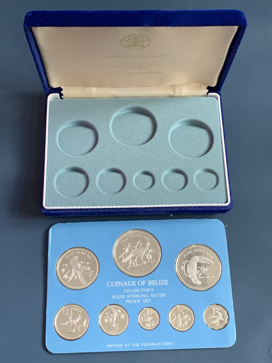 《竞宝斋》第31场（年内尾拍）-周日，周一，周二3场连拍（全场顺丰包邮） 伯利兹 1975年 精制套币8枚全银103克原盒原证