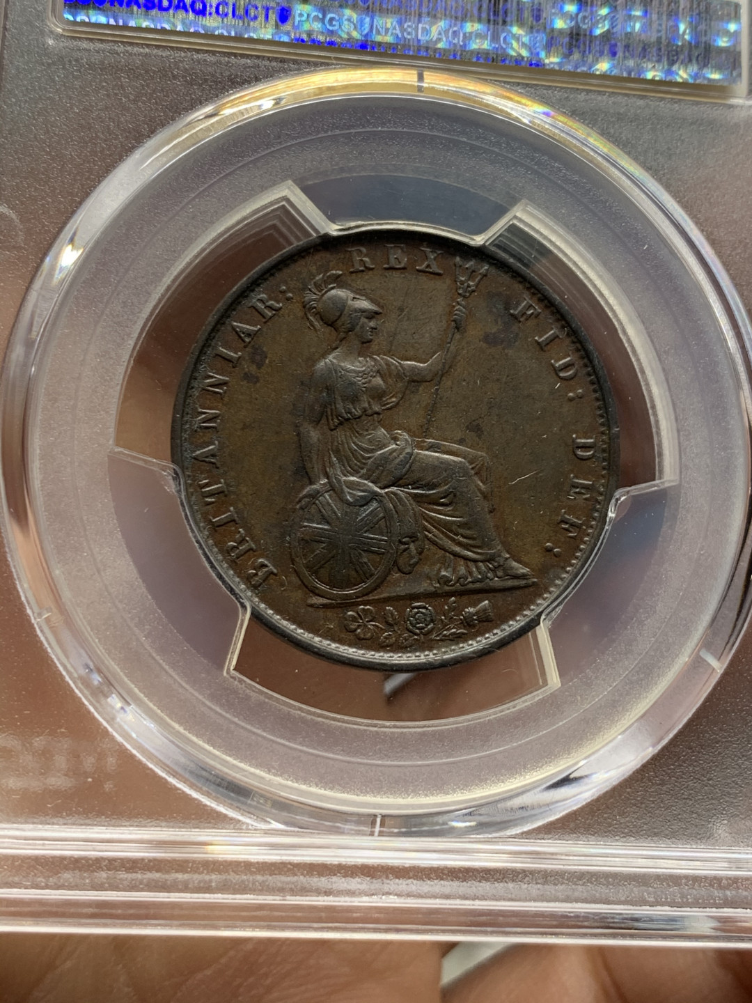 《竞宝斋》第31场（年内尾拍）-周日，周一，周二3场连拍（全场顺丰包邮） PCGS 评级 巧克力原味 英国1831年 威廉四世 半便士 铜币 少见品种