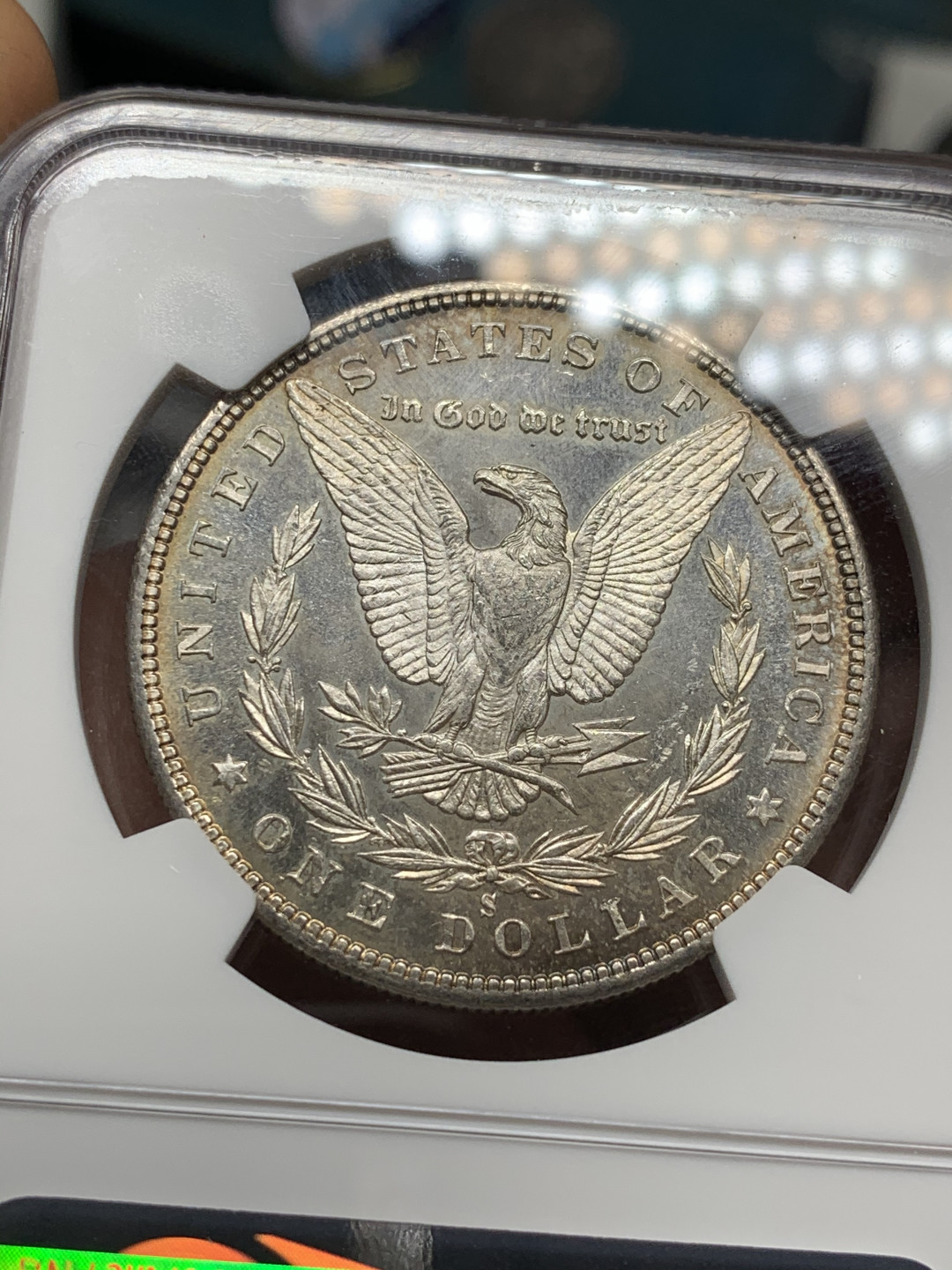 《竞宝斋》第31场（年内尾拍）-周日，周一，周二3场连拍（全场顺丰包邮） NGC-MS60 美国 1880年 1元 摩根银币 PL底板好状态低评