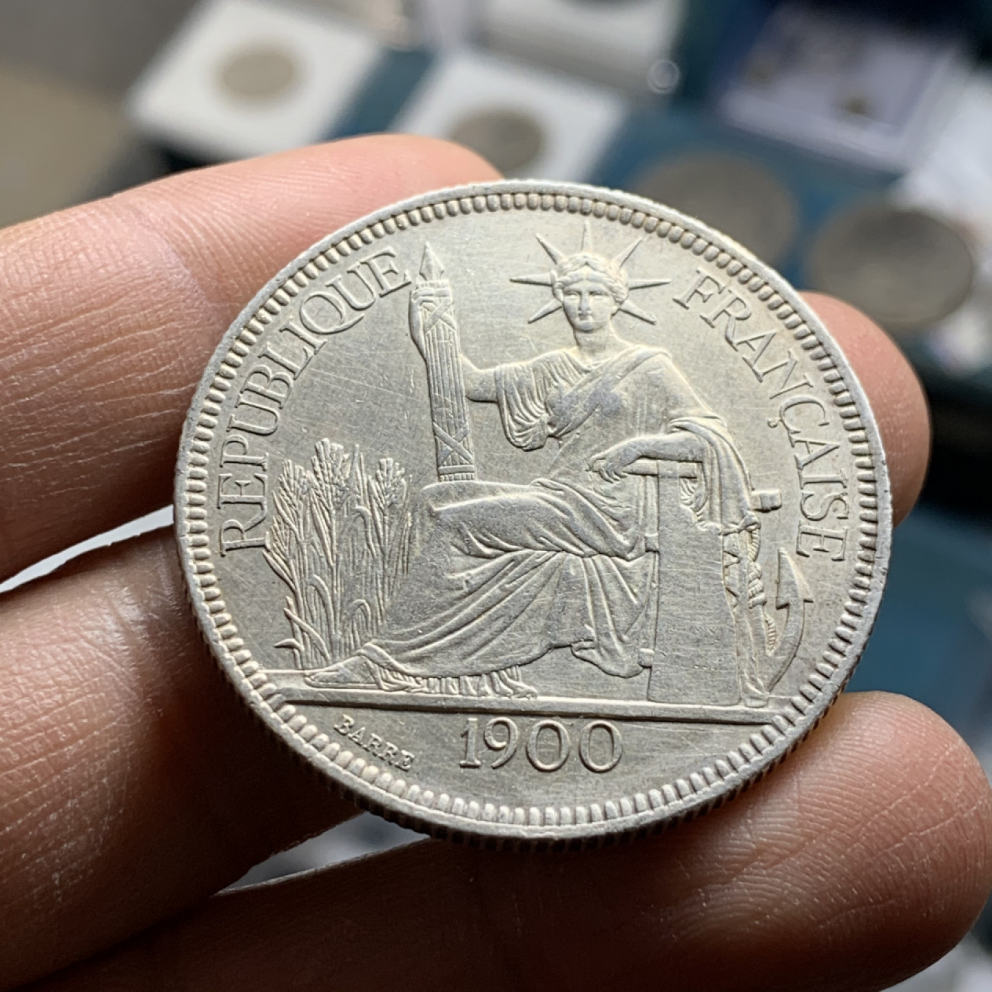 《竞宝斋》第31场（年内尾拍）-周日，周一，周二3场连拍（全场顺丰包邮） 1900 坐洋 法属印度支那1P 全脸品相坐洋相当少见