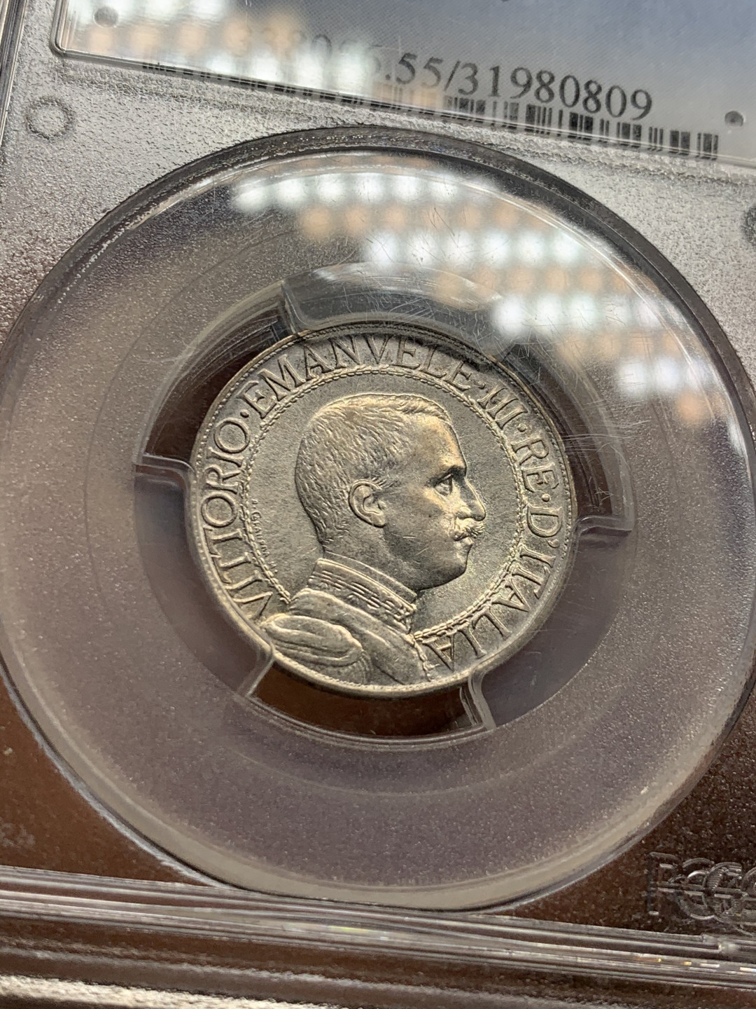 《竞宝斋》第31场（年内尾拍）-周日，周一，周二3场连拍（全场顺丰包邮） PCGS AU55 意大利 1908年 圈版马车1里拉  15年 ebay 455拿的，随缘吧