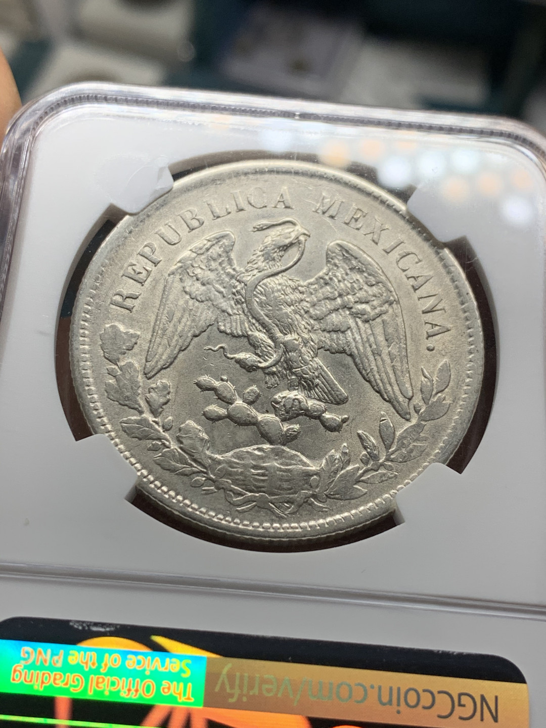 《竞宝斋》第31场（年内尾拍）-周日，周一，周二3场连拍（全场顺丰包邮） NGC AU58 1899墨西哥萨卡特卡斯厂 直边鹰洋（少见厂别）全羽原光 品相相当漂亮